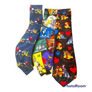 3 great Novelty mens ties ! Mickey Mouse , Looney Tunes and Winnie The Pooh
